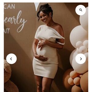 Apricot Irregular Neck Asymmetric ShoulderParty Dress Bodycon Baby Shower Dress